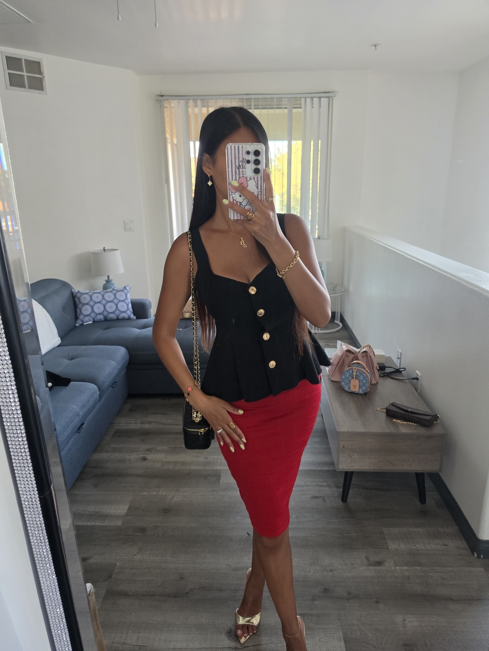 Zara Red Pencil Skirt - Sleek High-Waist Knit - Picture 3 of 14